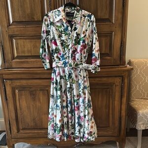 NWT Samantha Sung Floral Button-Front Midi Dress - Size 8